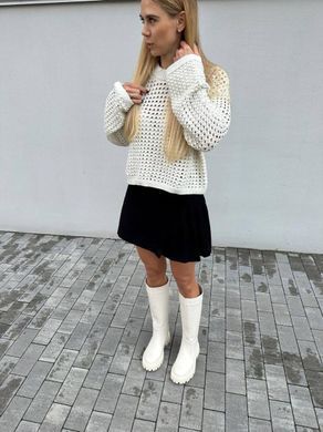 Сапоги-трубы женские кожаные молочного цвета демисезонные 8605-1д/36 фото