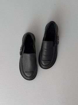 Утеплені лофери barefoot з натуральної шкіри | Чорні 1195937 фото