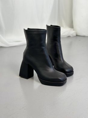 Ботильоны женские кожаные черные на каблуке демисезонные 9930д/39 фото