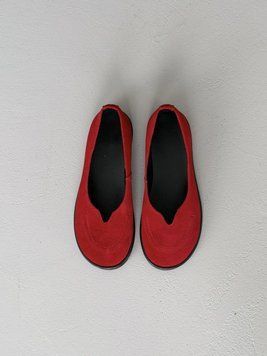 Анатомические балетки barefoot из натуральной замши &ndash; Красные 1106636 фото