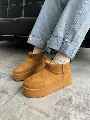 Женские рыжие мини угги эко замша на меху. 3830428s4 фото