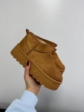 Женские рыжие мини угги эко замша на меху. 3830428s4 фото