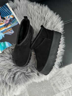 Женские черные угги мини эко замша на меху. 3830420s4 фото