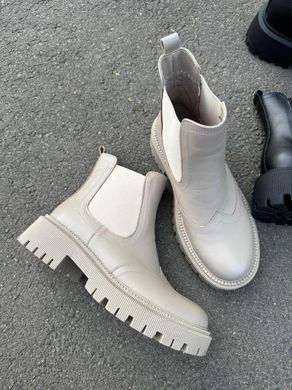 Челси женские кожаные бежевые зимние 8604-1з/41 фото
