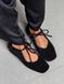 Женские балетки на завязках из натуральной замши черные, замшевые балетки женские 1196139 фото 1