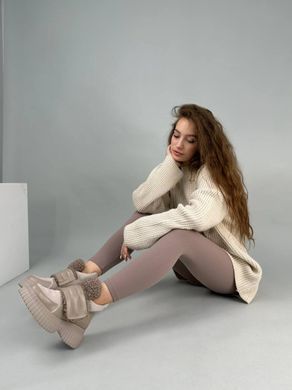 Ботинки женские кожаные бежевые со вставками замши 8706-1з/40 фото
