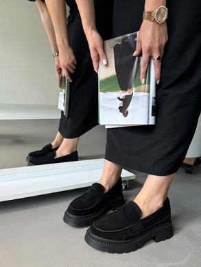 Черные женские замшевые лоферы 3760381s2 фото