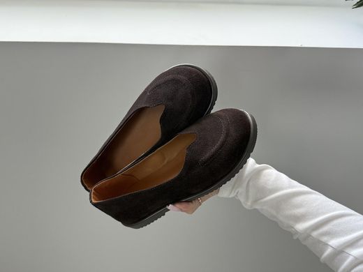 Анатомічні балетки barefoot із натуральної замші &mdash; Коричневий / Шоколад 1106741 фото