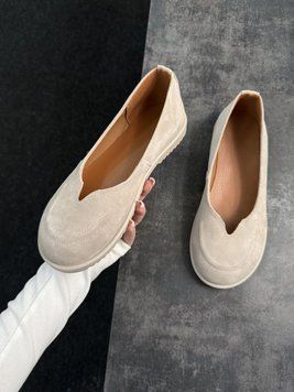 Анатомические балетки barefoot из натуральной замши | Бежевые 1106940 фото