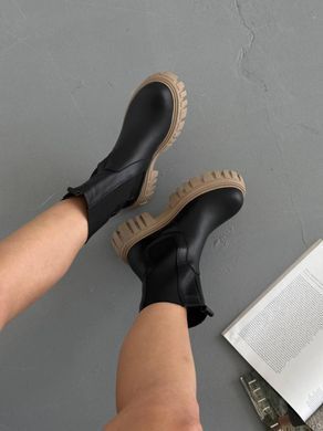 Челси женские зимние кожаные черные высокие на светлой подошве. 5500-1з/38 фото